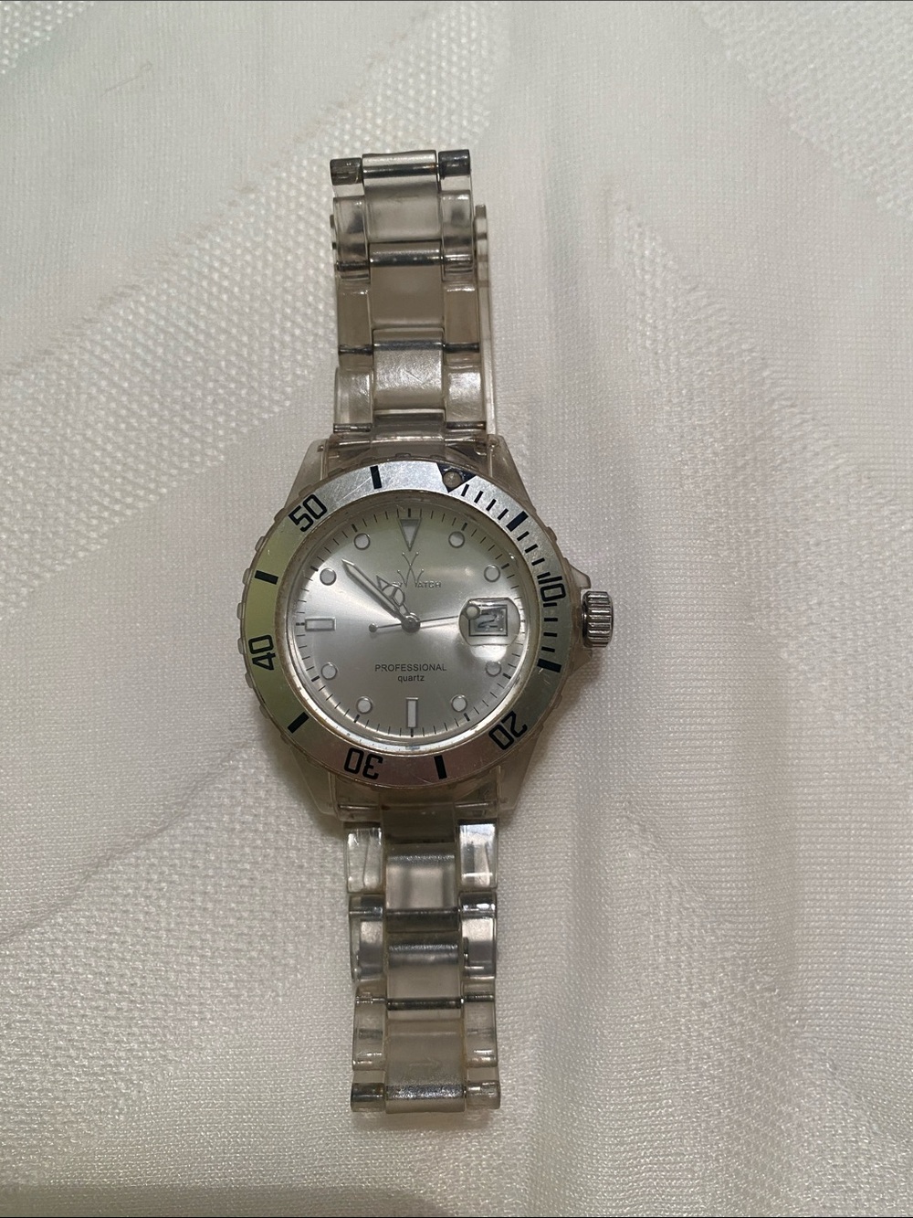 ToyWatch Silver Dial Watch with Clear Bracelet